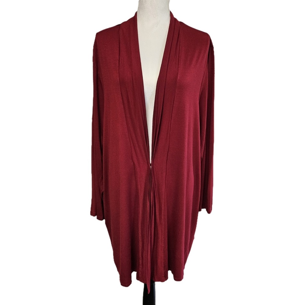 J.Jill Wearever Collection Cranberry Red Clasp Front Lightweight Cardigan Sz 3X